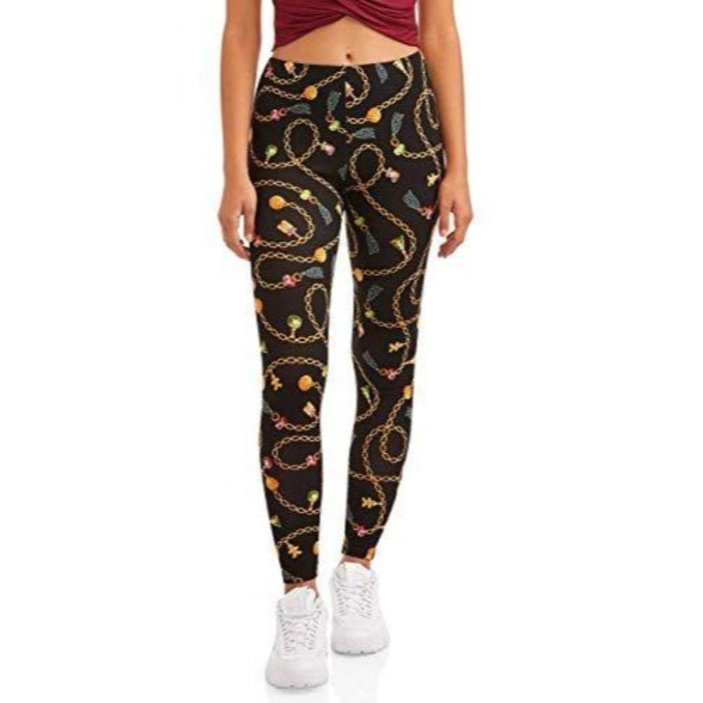 Black Chains Leggings Charms Christmas Elements Juniors Small LH7140